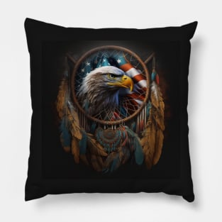 Native American Dream Catcher Patriotic Art Pillow