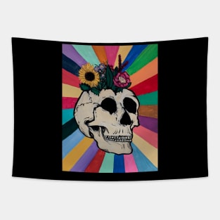 Skull and Flowers Tapestry