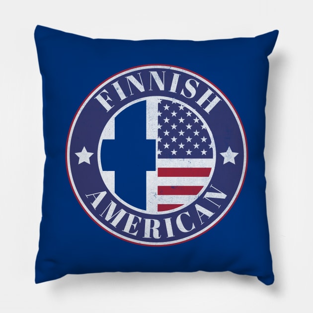 Proud Finnish-American Badge - Finland Flag Pillow by Yesteeyear