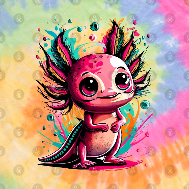 Axolotl Colourful - Cute Axolotl by BigWildKiwi