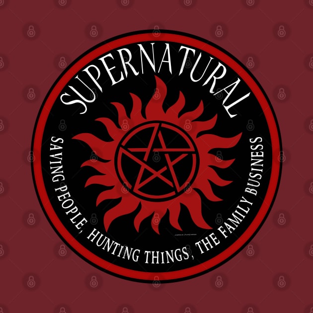 Supernatural Saving People Hunting Things The Family Business Ring Patch by Ratherkool