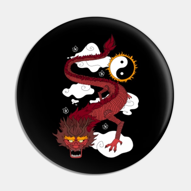 Japanese Red Dragon Japanese Dragon Pin TeePublic