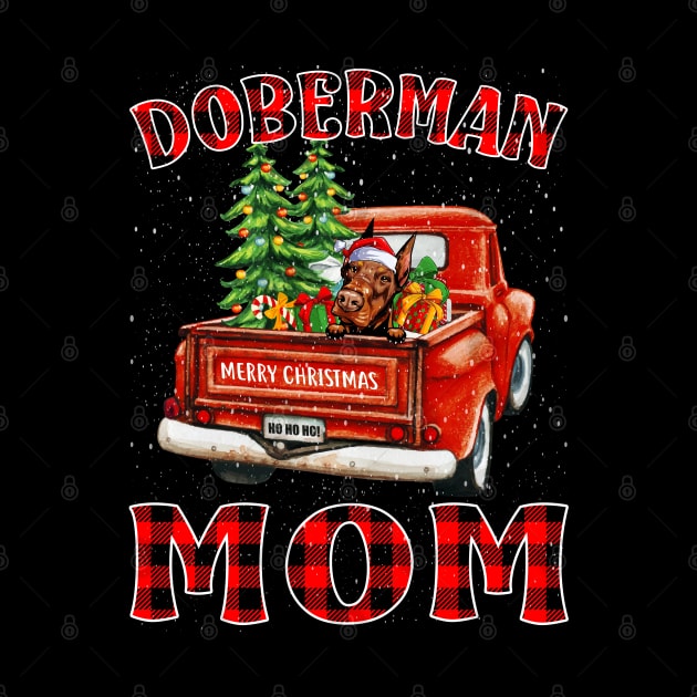 Christmas Doberman Mom Santa Hat Truck Tree Plaid Dog Mom Christmas by intelus