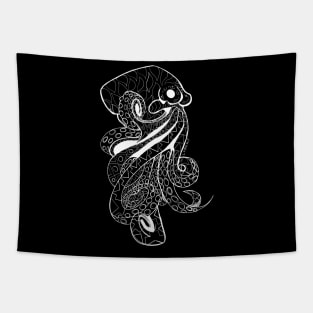 dark octopus on Mayan pattern ecopop Tapestry