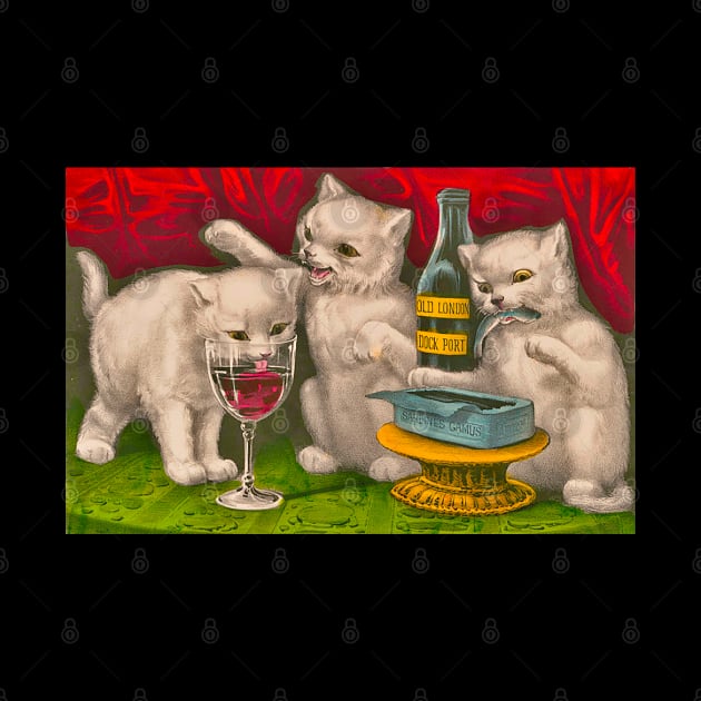 Kittens drinking and eating sardine fish by Marccelus