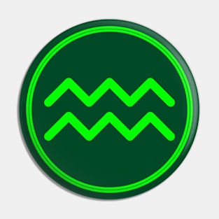 Cool Green Aquarius Symbol Pin