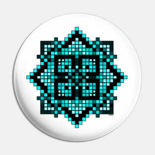 teal pixelated mandala Pin