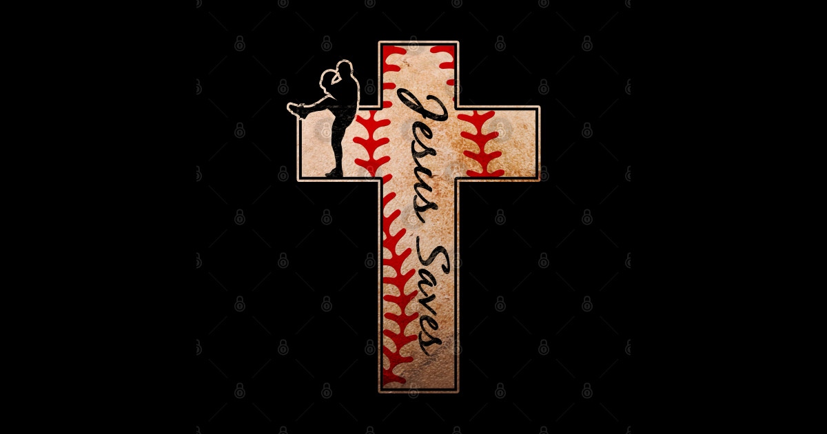 Jesus Saves Baseball Pitcher Christian Cross Christian Baseball