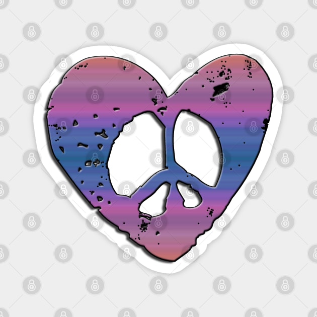 Peace Heart Purple Magnet by ShirleyTwofeathers