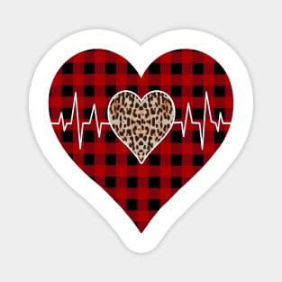 Striped Plaid Printed Heart Valentine's Day Magnet