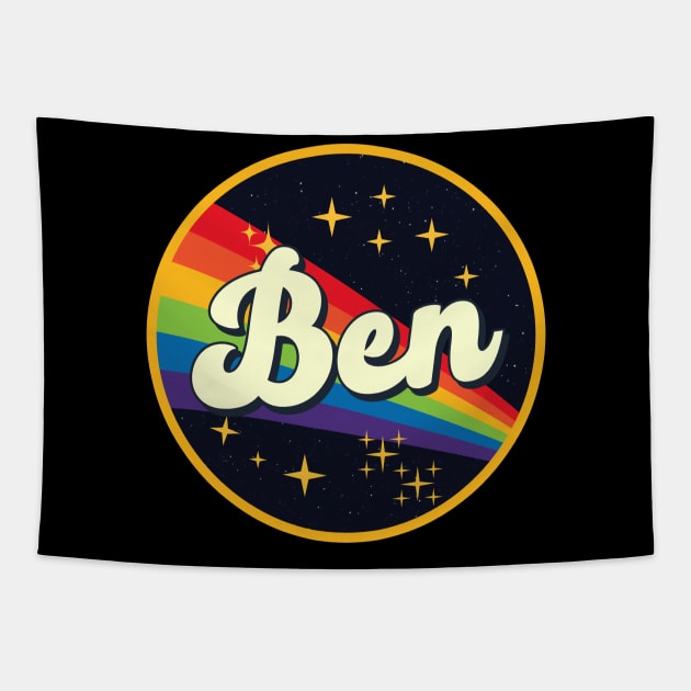 Ben // Rainbow In Space Vintage Style Tapestry by LMW Art