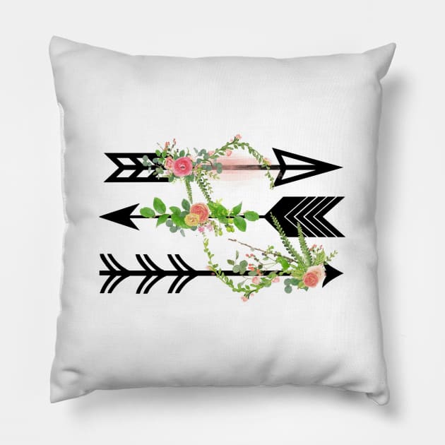 Watercolour floral Arrows Pillow by NixieNoo