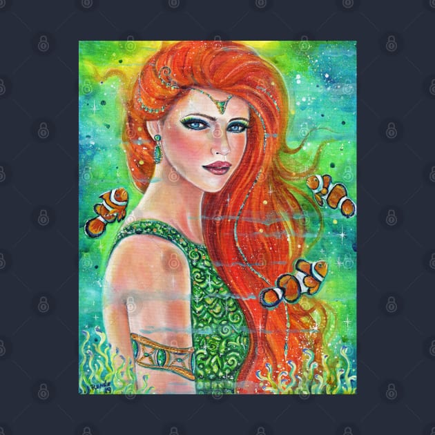 Mermaid with clown fish art by Renee Lavoie by ReneeLLavoie