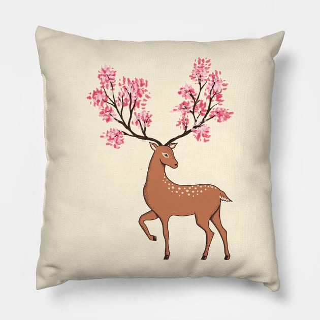 Nature Deer Pillow by coffeeman