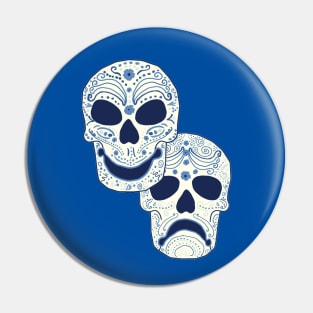 Cyan Comedy-Tragedy Muertos Pin