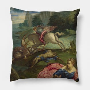 Saint George and the Dragon by Tintoretto Pillow