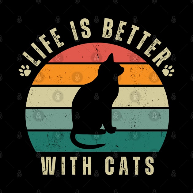 Life is better with cats retro background by TayaDesign