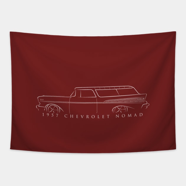 1957 Chevy Nomad - profile stencil, white Tapestry by mal_photography