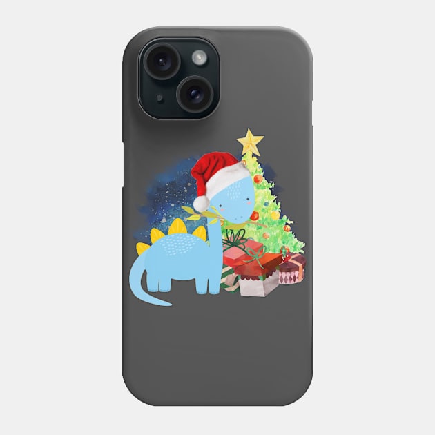 Brachiosaurus: a Dinosaur Christmas Phone Case by tribbledesign