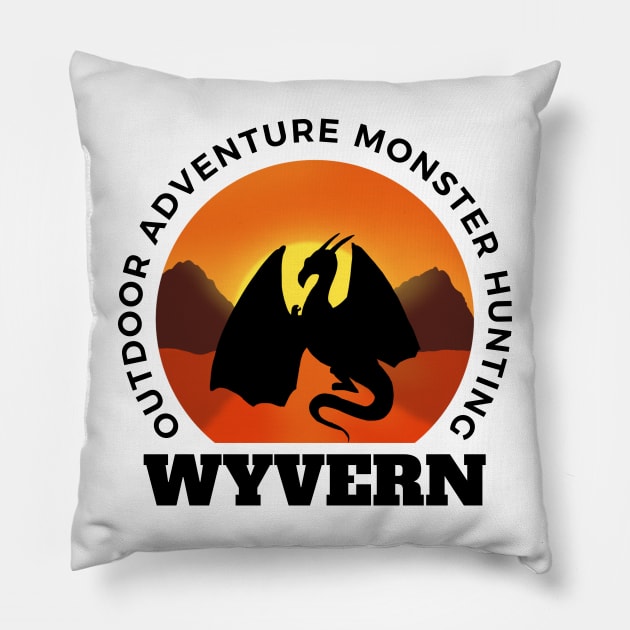 Wyvern - Outdoor Adventure Monster Hunting - White - Fantasy - Funny Pillow by Fenay-Designs