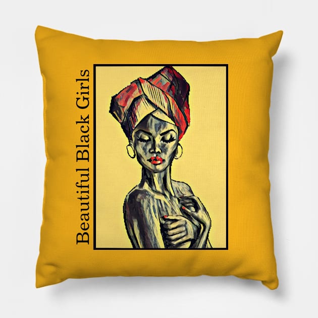 beautiful black girls Pillow by Menzo