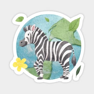 Zebra Harmony: Earth Embrace Design Magnet