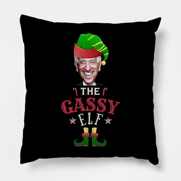 The Gassy Biden Elf Funny | Sarcastic Political Anti Biden Design Pillow by HROC Gear & Apparel