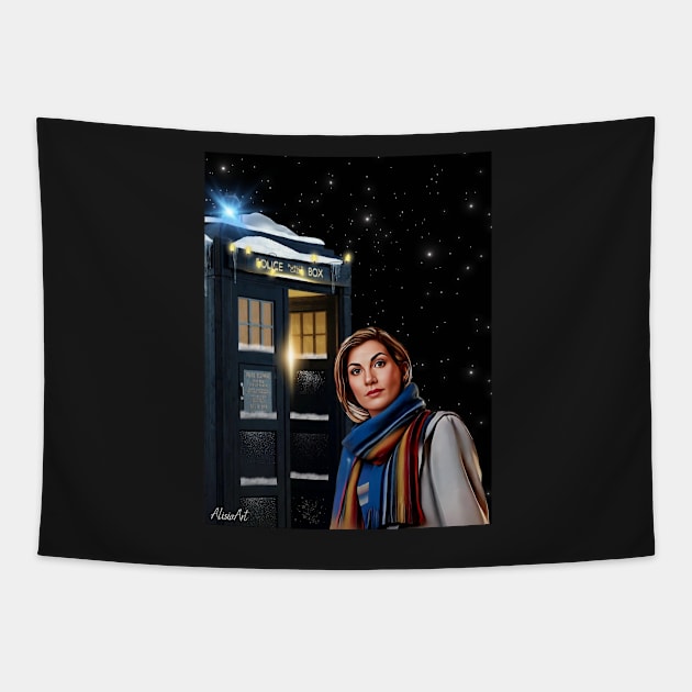 13th Doctor winter esthetic Tapestry by AlisiaArt