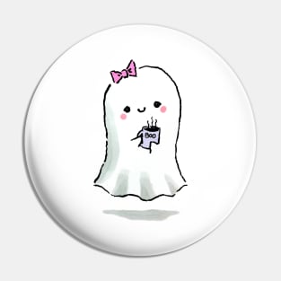 Cute Ghost with Boo Mug Pin