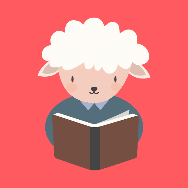 Whimsical Sheep Reading T-Shirt by happinessinatee