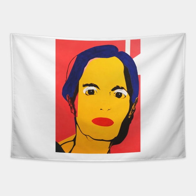 Pop Art Woman Face Tapestry by covostudio