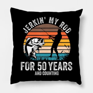 50th Birthday for Fisherman Funny Fishing Bday Pillow