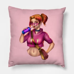 Girl Drinking soda Pillow