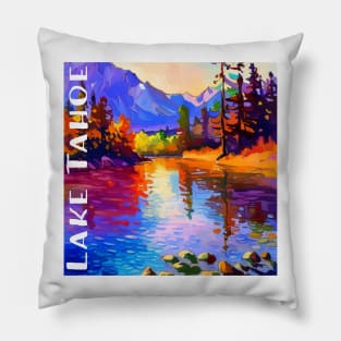 Colorful Painting of Lake Tahoe Pillow