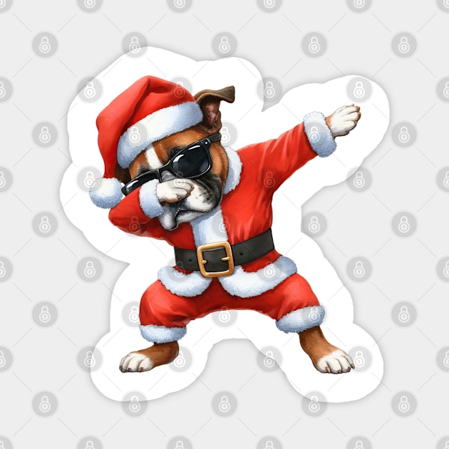 Christmas Boxer Dog Dabbing Dance Magnet by Chromatic Fusion Studio