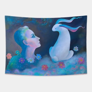 Surrealism-White Rabbit Tapestry