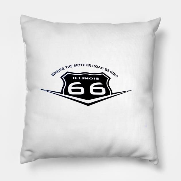 Route 66 sign, black on white Pillow by brians101