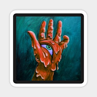 Melting Hand - Surreal Abstract Art - Orange and Teal Variant Magnet