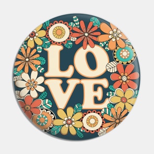 Love Floral Doodle Illustration Pin