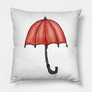 Red Umbrella in Watercolors seamless pattern Pillow