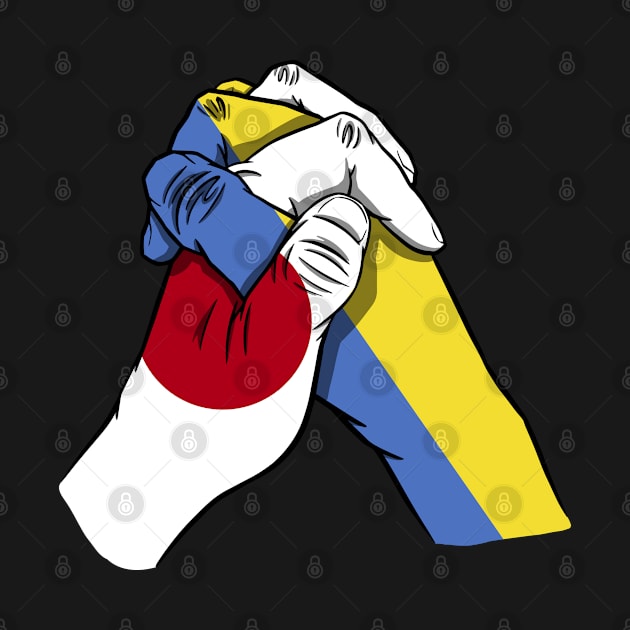 Japan and Ukraine Flags Holding Hands Ukraine Japan Roots by BramCrye