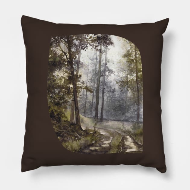 Wet Morning in the Forest Pillow by KKmiecik_ART