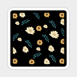 Unique Yellow Floral Pattern Magnet