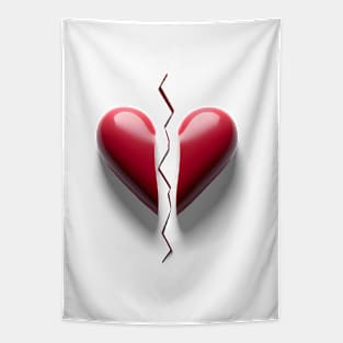 Broken Red Heart: Symbol of Resilience Print Tapestry