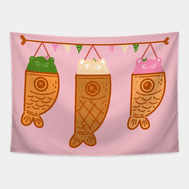 Ice Cream Cats Koinobori Tapestry by Fluffymafi