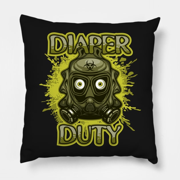 Funny Diaper Duty Baby Changing Time Pillow by RadStar