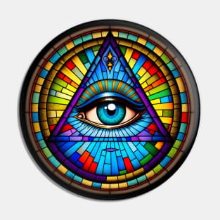 All Seeing Stained Glass Eye Pin