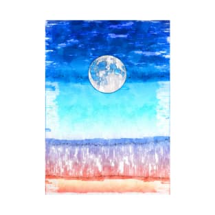 Bright Full Moon Gradient Sky. For Moon Lovers. T-Shirt