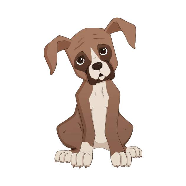 Cartoon Boxer Puppy Portrait by PaperRain