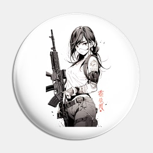 Assault Rifle Anime Girl Pin